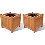 Jardinires en bois pour balcon - lot de 2 - marron - diamtre 30 cm