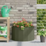 Jardini�re demi?ronde - vidaxl - 60 x 30 x 35 cm - acier anti - corrosion - vert olive - finition m�tallique ...