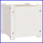 Jardini�re dext�rieur en bois de pin massif blanc 31x31x31 cm - ashata - carr� - perc�