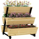 Jardinire sur pieds - carr potager - outsunny - 3 niveaux - 5 bacs - bois massif pr - huil - 75 x ...