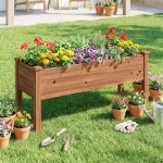 Jardini�re ext�rieur avec treillis costway 5 trous de drainage jardini�re sur�lev�e en bois de sapin ...