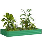 Jardini�re ext�rieure - outsunny - avec bordure de s�curit� et fond ouvert - en acier galvanis� - 240 ...