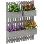 Jardini�re murale - outsunny - avec 3 bacs en bois massif amovibles tissu non tiss� - 60 x 16 x 80 cm ...