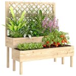 Jardini�re - outsunny - 2 niveaux avec treillis tissu non tiss� - pour plantes grimpantes - bois - 108 ...