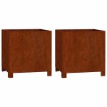En solde jardini�res avec pieds - 2 pcs - burke - pot & cache - pot - rouill� 40x40x40 cm acier corten ...