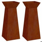 En solde jardini�re � pilier 2 pcs - burke - pot & cache - pot - argent 40x40x100 cm acier patin� j1526 ...