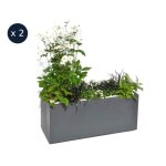 2 jardini�res rectangulaire volcania effet pierre 995 x 395 x 435 cm - gris anthracite - eda