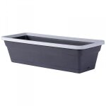 Jardini�re style 50 gris galet / gris anthracite + plateau + support 10. 5l 50. 8x20. 3x15. 2 - eda plastiques ...