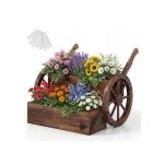 Jardini�re sur�lev�e � 2 niveaux costway roues trous de drainage poign�e forme chariot bac de jardin ...