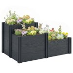 Jardini�re sur�lev�e - outsunny - 3 niveaux �tag�s - fond ouvert - pour fleurs l�gumes - plastique - ...