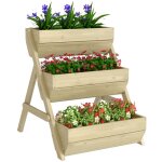 Jardini�re sur�lev�e - outsunny - 3 niveaux - �tag�re en escalier - trous de drainage - bois de sapin ...