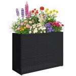Jardini�re sur�lev�e - outsunny - bac amovible et pieds r�glables - r�sine tress�e et acier - 81 x 28 ...
