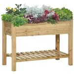 Jardini�re sur�lev�e - outsunny - avec �tag�re de rangement en bois - trous de drainage - 113 x 56 x ...