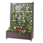 Jardini�re sur�lev�e avec treillis costway roulettes verrouillables bac � fleur mobile drainage indicateur ...