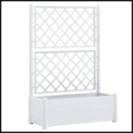 Jardini�re avec treillis - ashata - blanc - 100x43x142 cm - plastique - 90 l - rectangulaire - non perc� ...