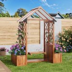 Jardini�re avec treillis & balancelle dext�rieur 142x70x163cm bois massif brun convient pour le jardin ...
