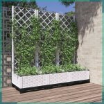 Jardini�re avec treillis blanc 120x40x1215 cm pp - fhe153283