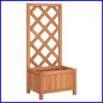 Jardini�re avec treillis en bois massif de sapin - ashata - bk365473 - marron - rectangulaire - 40 x ...