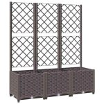 En solde jardini�re avec treillis - burke - lit sur�lev� de jardin - marron 120x40x136 cm pp j1625