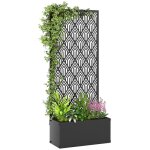 Jardini�re avec treillis - outsunny - avec brise - vue - pour plantes grimpantes - m�tal - 45 x 215 x ...