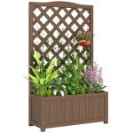 Jardini�re avec treillis - outsunny - pour plantes grimpantes l�gumes fleurs en bois massif - int�rieur ...
