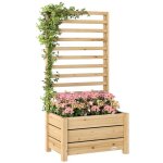 Jardini�re avec treillis - outsunny - trou de drainage et doublure int�rieure - bois - 60 x 39 x 120 ...