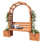 Jardini�re avec treillis rolipo et banc en bois bac � fleurs ext�rieur support plantes grimpantes terrasse ...