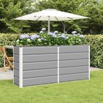 Jardini�re - vidaxl - 160 x 40 x 75 cm - gris clair - acier & plastiques - int�rieur / ext�rieur