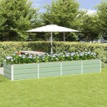 Jardini�re - vidaxl - 320 x 80 x 45 cm - acier & plastique - vert - rectangulaire