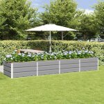 Jardini�re - vidaxl - 320 x 80 x 45 cm - gris clair - acier & plastique - int�rieur / ext�rieur