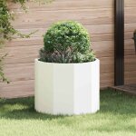 Jardini�re - vidaxl - 60 x 60 x 50 cm - acier peint blanc - rond �60 cm - r�sistante aux intemp�ries