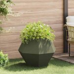 Jardini�re - vidaxl - 75 x 75 x 60 cm - acier anti - oxydation - vert olive - rectangulaire