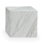 Jasmia - table basse carr� marbre ding�nierie blanc