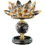 Jaune fleur de lotus cristal 63 pouces lotus fleur cristal bougeoir bougeoir bouddhiste en verre cristal ...