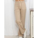 Jean large beige taille haute femme - coupe �vas�e wideleg bootcut chic et confortable