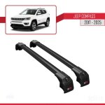 Compatible avec jeep compass 2017 - 2025 ace - 2 barres de toit railing porte - bagages de voiture noir ...