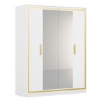 Jemma - armoire 4 portes laque blanc et dcor dor avec miroirs