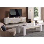 Jemma - ensemble salon blanc dcor dor meuble tv + table basse