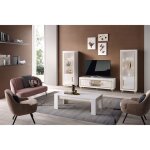 Jemma - ensemble salon complet blanc dcor dor meuble tv et vitrines avec leds + table basse