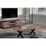Jenna - ensemble table basse + meuble tv aspect bois et mtal