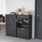 Jeobest meuble � chaussures avec deux portes coulissantes - adapt� aux couloirs - rangement contemporain ...