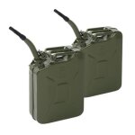 Jerrican bidon en m�tal - lot de 2 - 35 x 6. 5 x 45. 5cm - capacit� 20l - vert arm�e