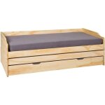 Jessica - lit gigogne 3 couchages 90x200cm bois massif vernis naturel