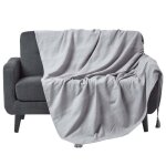 Jeté de lit ou de canapé ? rajput tissé main ? gris clair ? 255cm x 360 cm Jeté de lit ou de canapé ? rajput tissé main ? gris clair ? 255cm x 360 cm