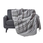 Jet de lit ou de canap  rayures morocco gris 150 x 200 cm