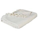Jet� de lit anjali coton blanc ivoire 160x220cm - atmosphera createur dinterieur