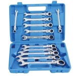 Jeu de 12 clés mixtes à cliquet articulées - robustes en acier chrome vanadium Jeu de 12 clés mixtes à cliquet articulées - robustes en acier chrome vanadium