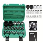 Jeu de 21 douilles 1 / 2 6 et 12 pans 8 - 36 mm douilles multident�es externes avec bo�te de rangement ...