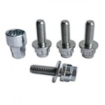 Jeu de 4 ecrous + cle antivol de roue au pas de 12 x 125 portee plate