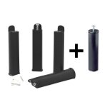 Plast - jeu de 4 pieds 22 cm noirs + pied central pour cadre  lattes